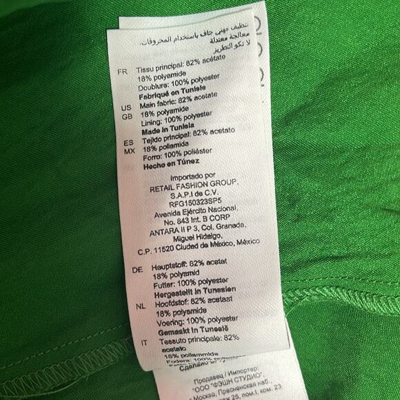 SANDRO Green Embellished Puff Sleeve Midi Dress with Rhinestones Size 4 - Picture 10 of 10